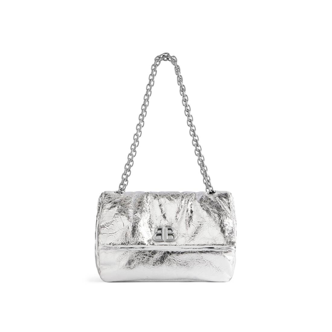 Women's Monaco Small Chain Bag Metallized in Silver | Balenciaga US