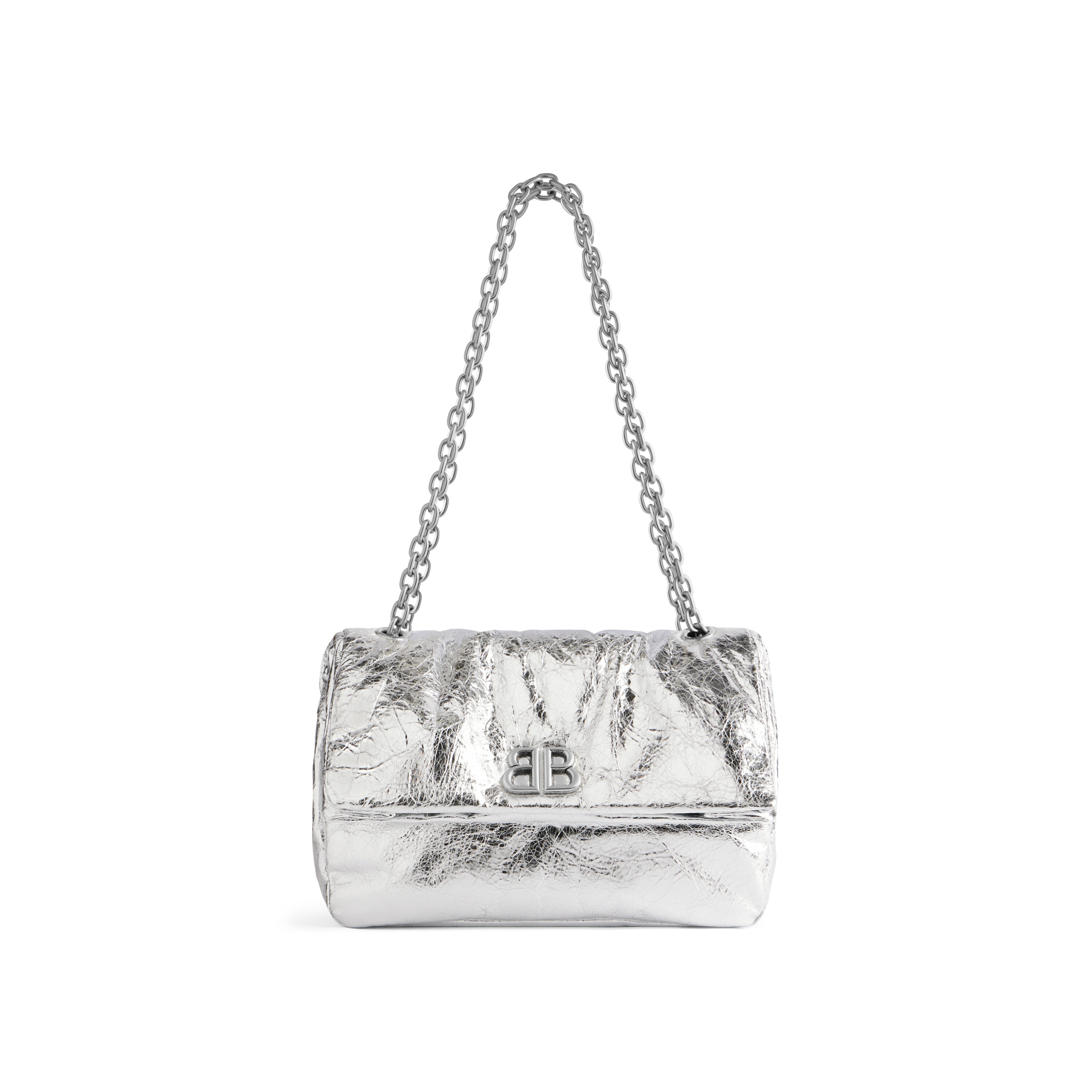 Women's Monaco Small Chain Bag Metallized in Silver | Balenciaga 