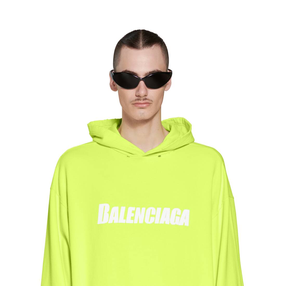 Caps Destroyed Hoodie in Fluo Yellow