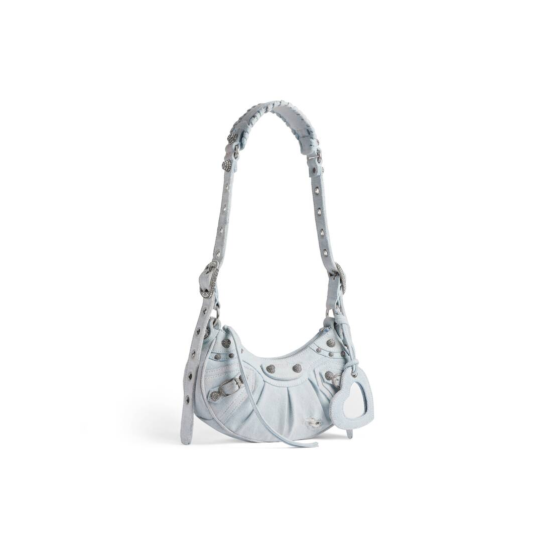 Balenciaga Le Cagole Xs Bucket Bag Denim with Rhinestones - Blue - Women's - Denim