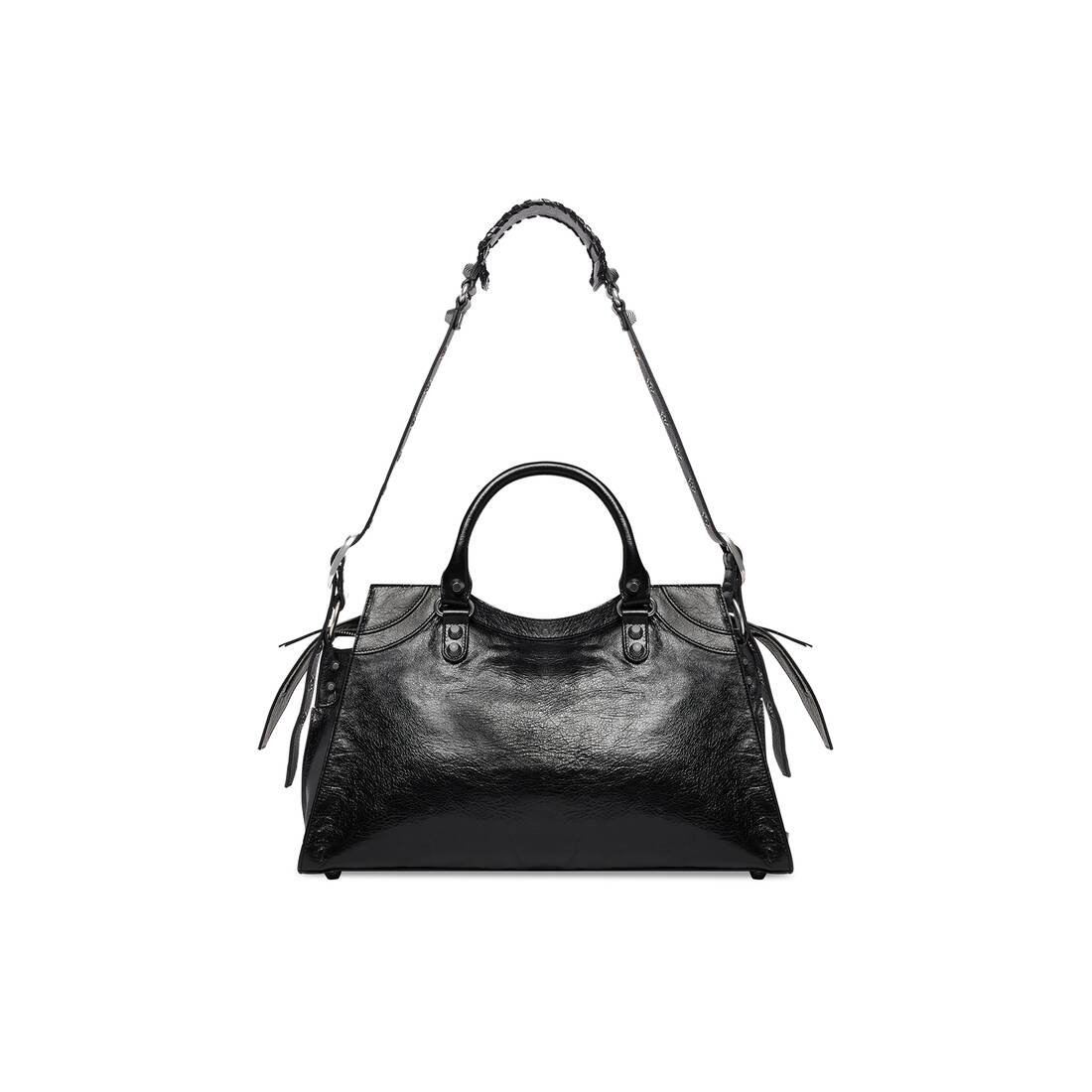 Balenciaga Neo Cagole City Handbag with Rhinestones - Black - Women's - Lambskin