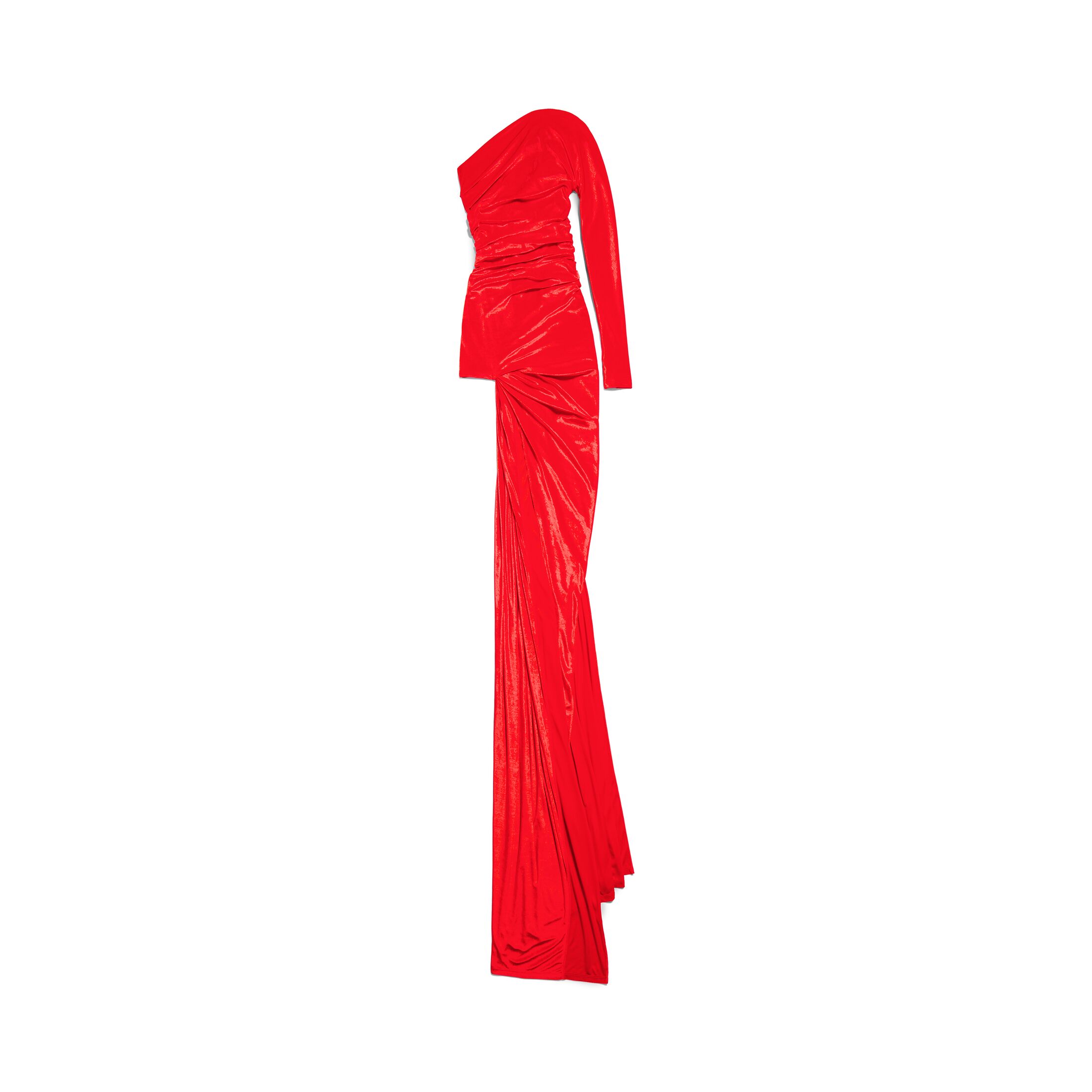 Balenciaga Robe Asymétrique - Rouge - Femme - 38 - Triacétate, Polyester &