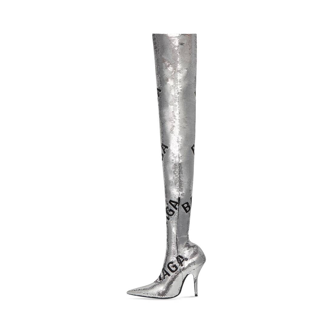 Women's Knife 110mm Over-the-knee Allover Logo in Silver | Balenciaga US