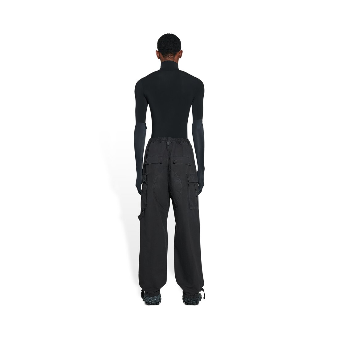 Men's Drawstring Cargo Pants in Black