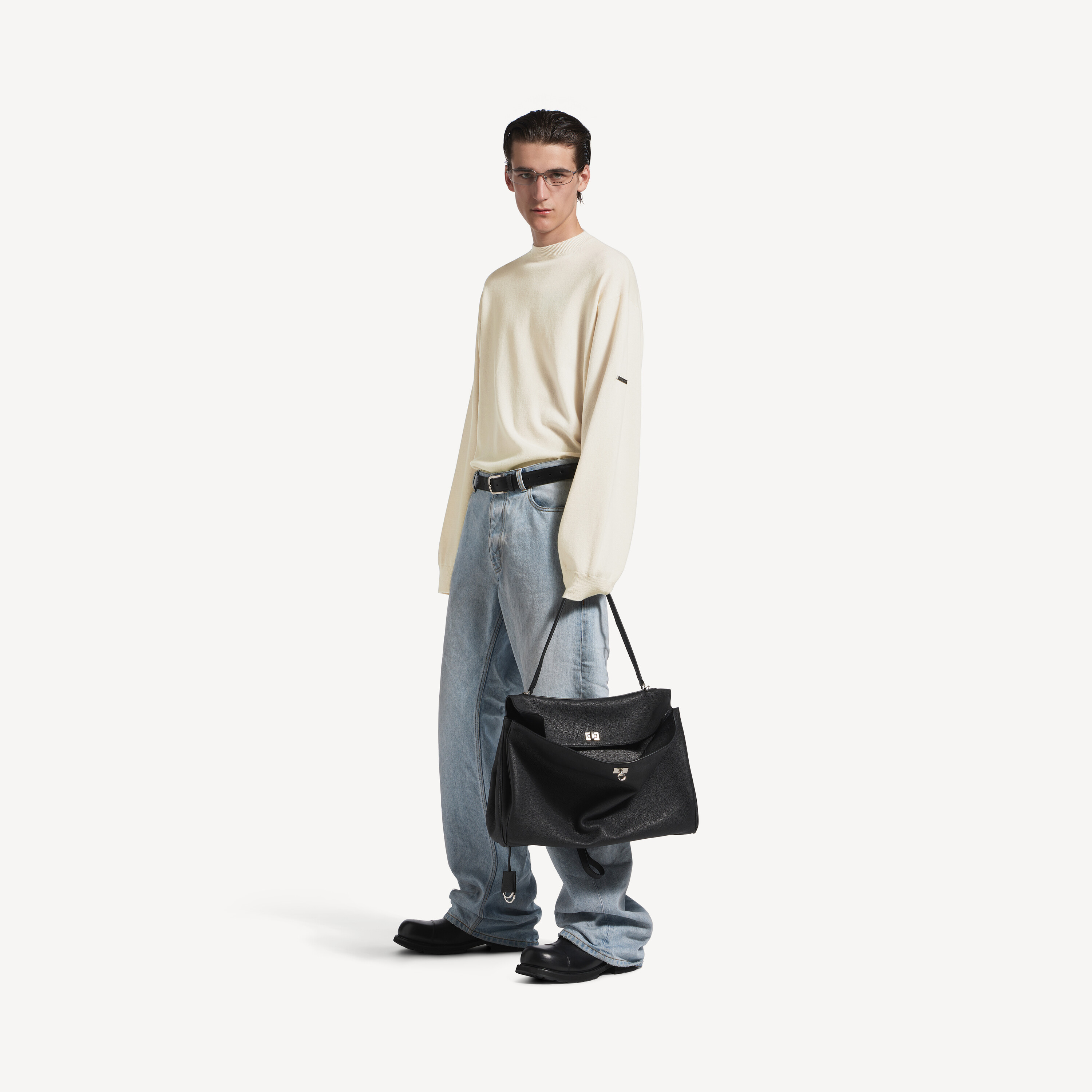Men's Crewneck Sweater in Cream | Balenciaga US