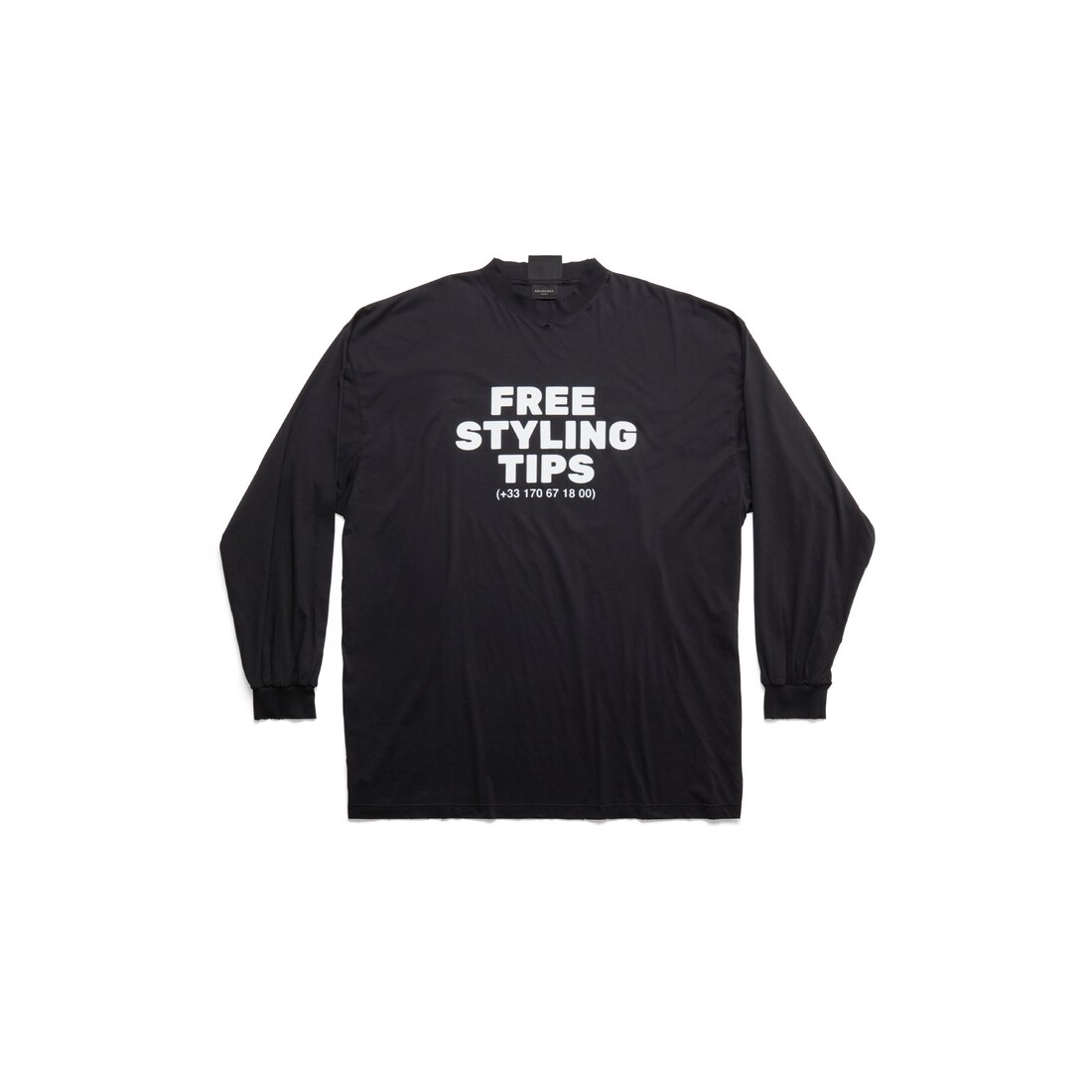 Styling Hotline Long Sleeve T-shirt Oversized in Black Faded