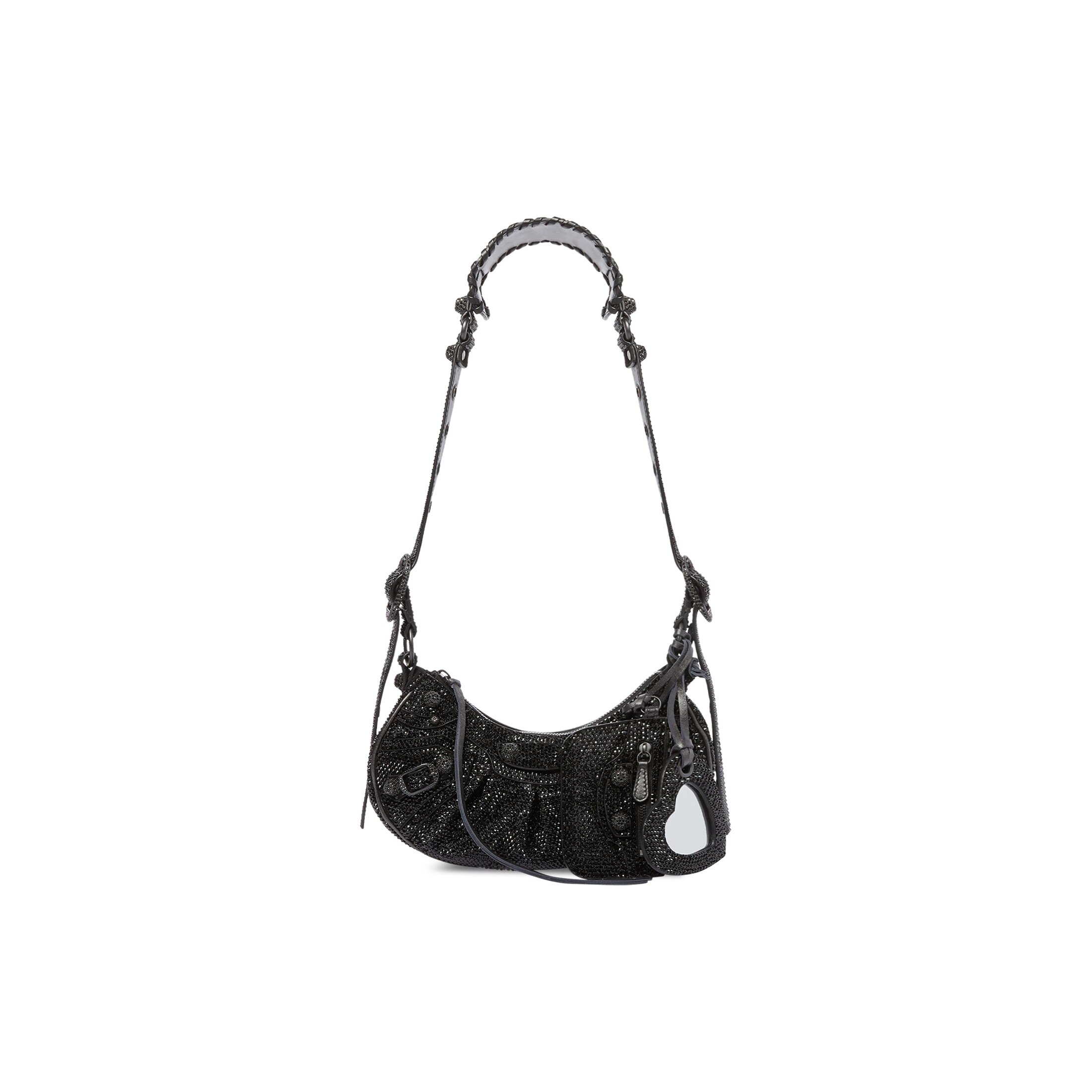 Women's Le Cagole Xs Shoulder Bag With Rhinestones in Black | Balenciaga US