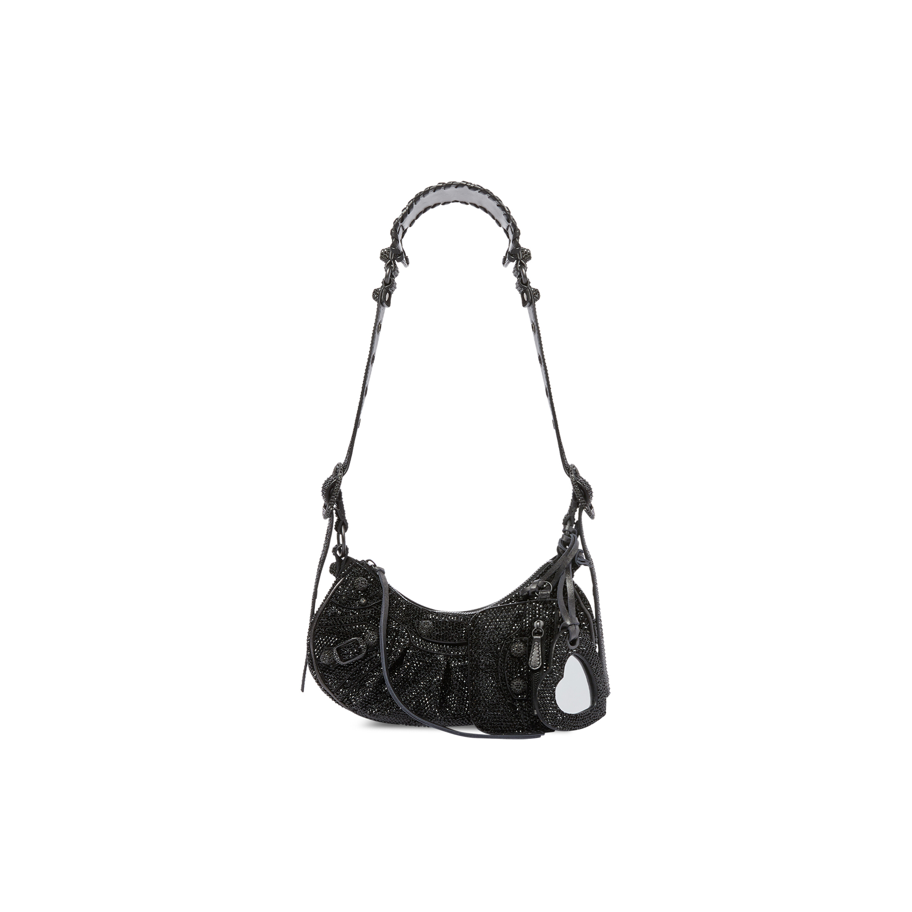 BALENCIAGA Le Cagole XS crystalembellished studded metallic  crinkledleather shoulder bag  NETAPORTER