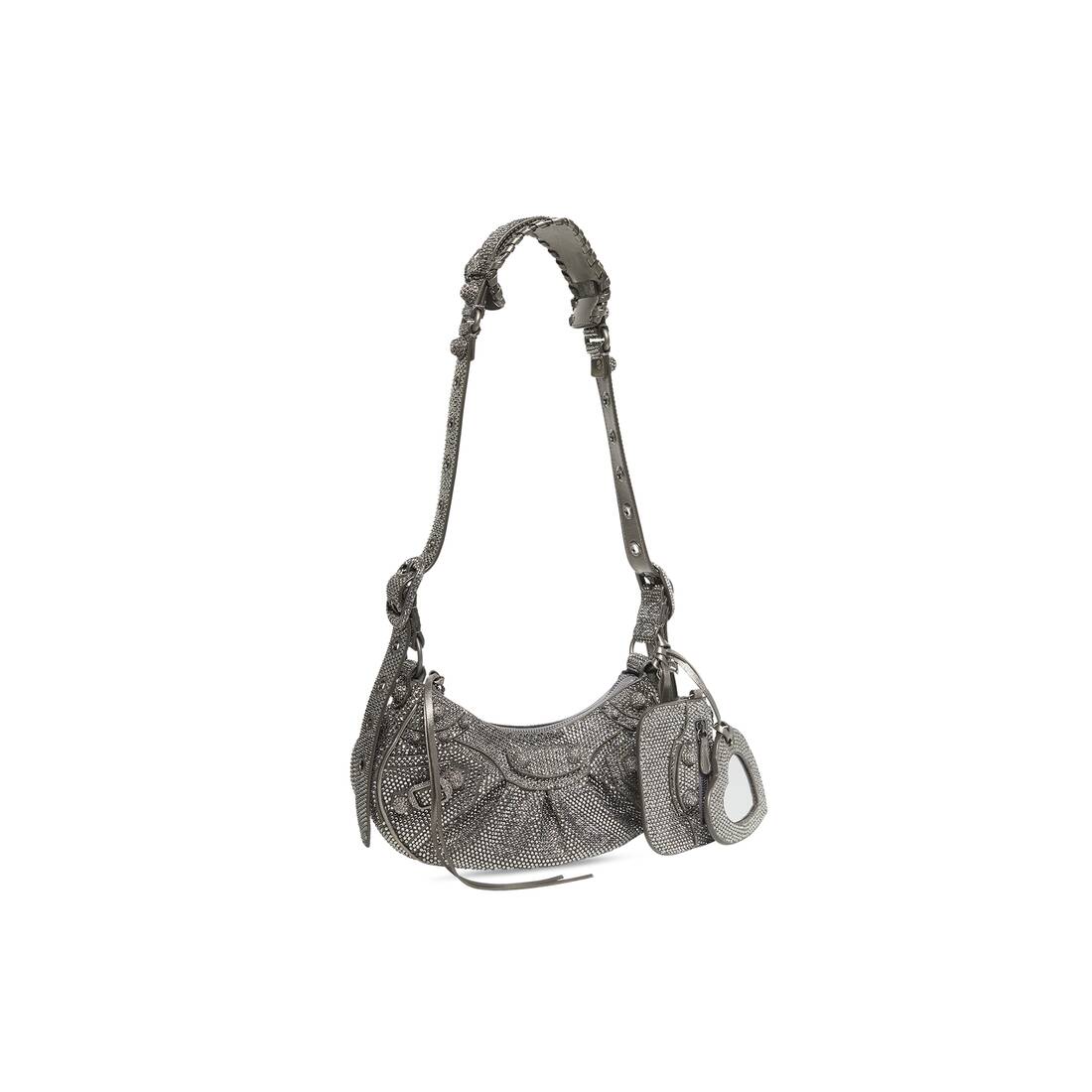 Women's Le Cagole Xs Shoulder Bag With Rhinestones in Grey