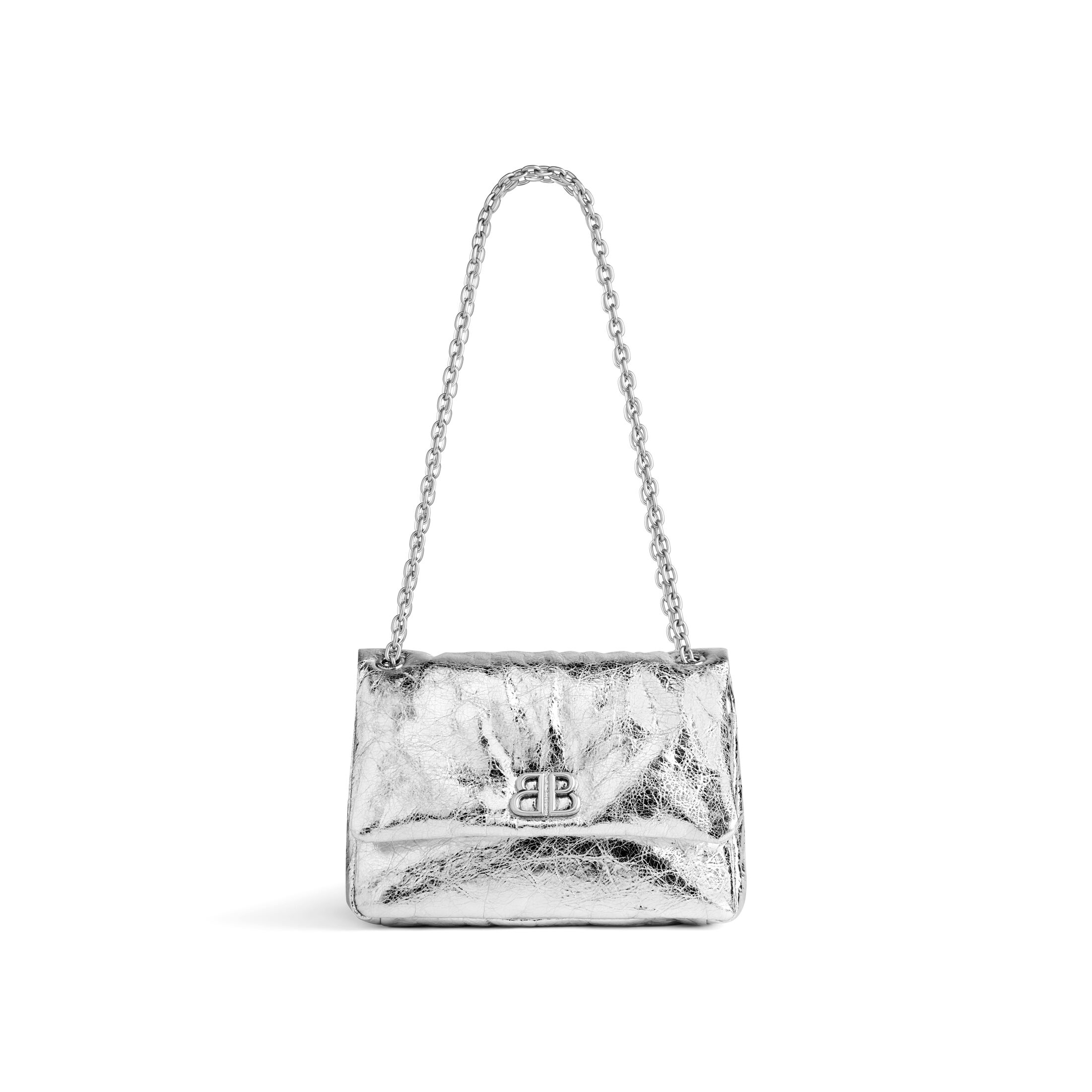Balenciaga Monaco Mini Bag Metallized - Silver - Women's - Calfskin