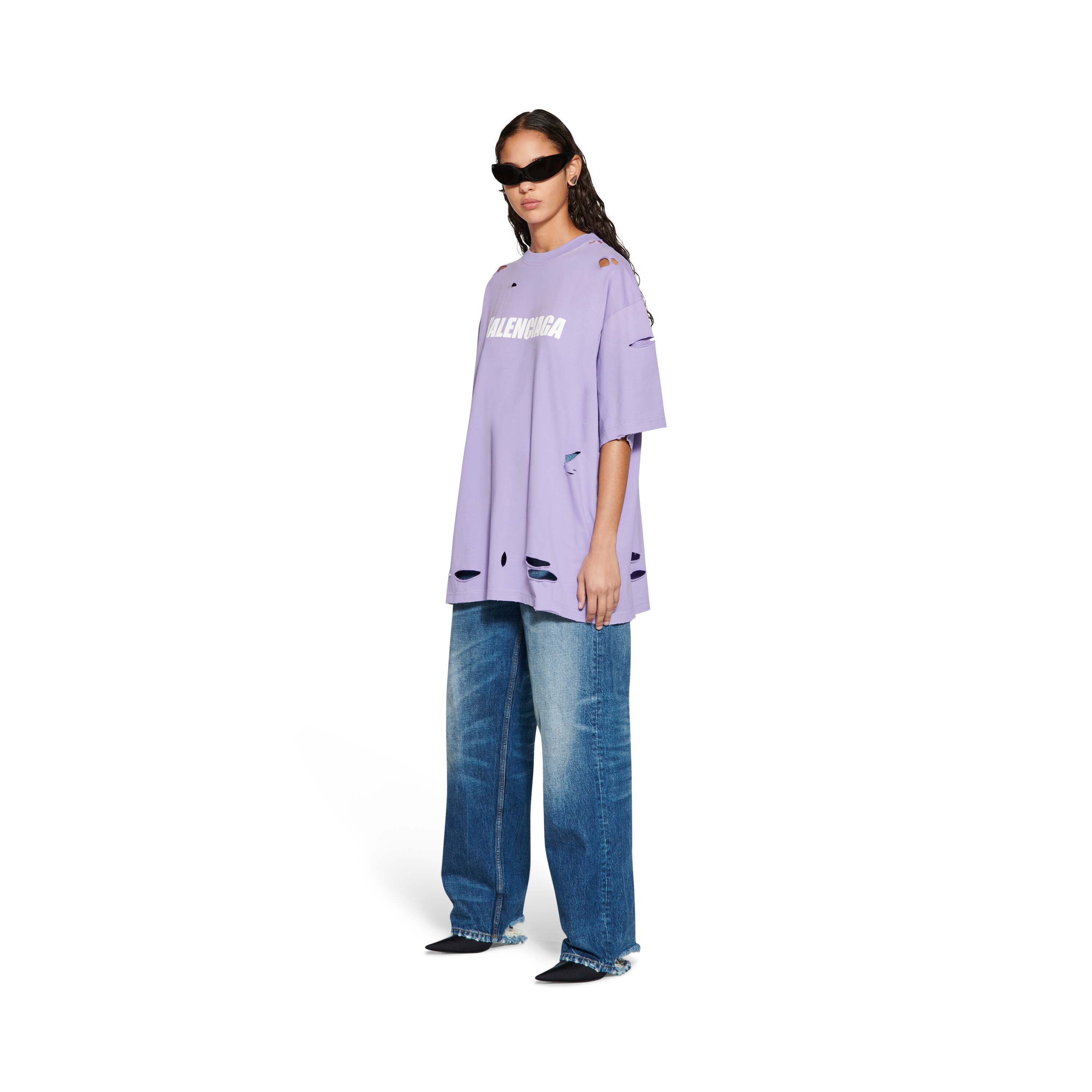 renovere Tochi træ loop Caps T-shirt Boxy Fit in Purple | Balenciaga US