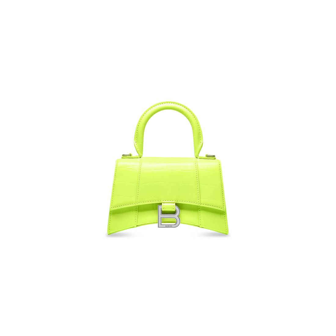 balenciaga.com | Hourglass XS Handbag in neon yellow
