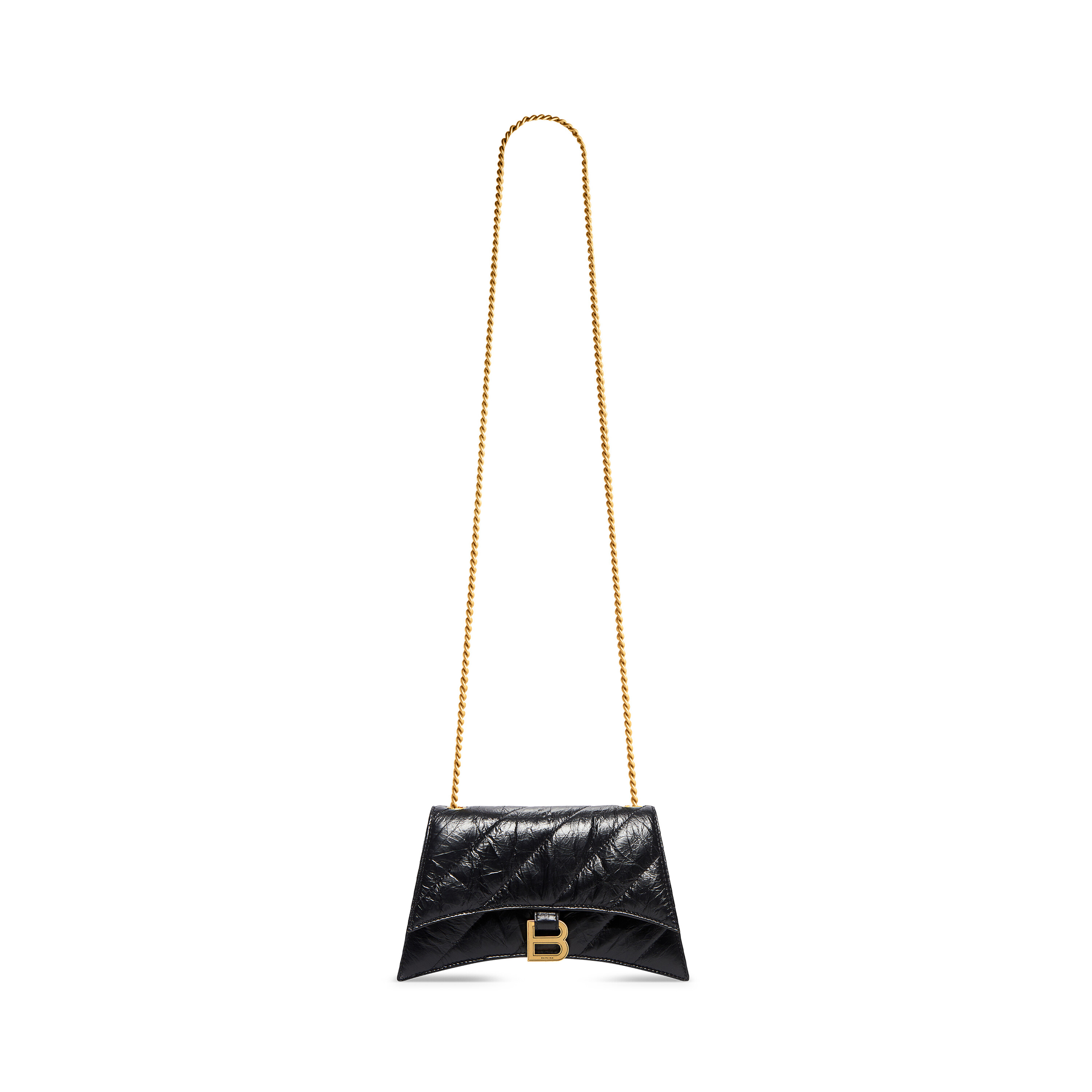 Balenciaga Metallic Leather Crush Shoulder Bag - Brown - One Size
