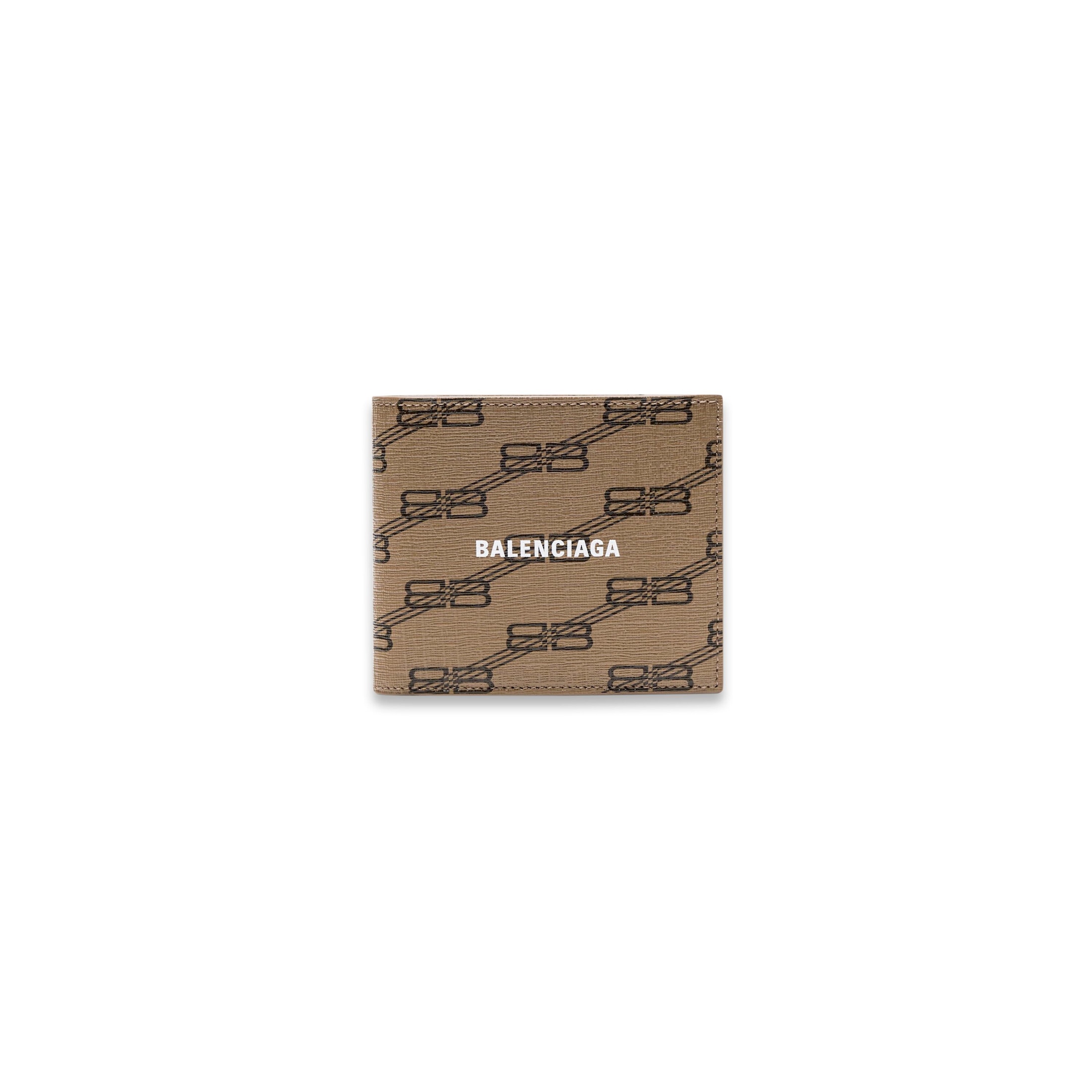 Balenciaga Cartera Signature Square Folded de lona revestida con BB Monogram - Beige - Hombre -Poliuretano, Poliéster, Algodón