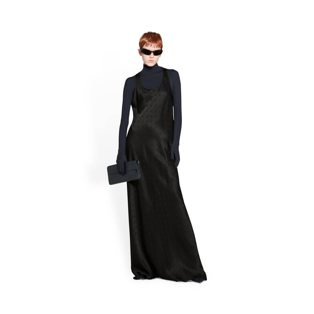 Women's Logo Letters All Over Racer Back Gown in Black Women's Logo Letters All Over Racer Back Gown in Black