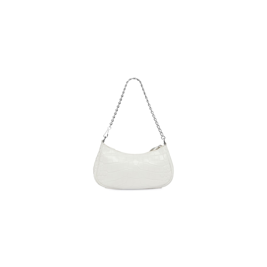 BALENCIAGA Lizard Embossed Calfskin Small B. Crossbody Bag White 676519