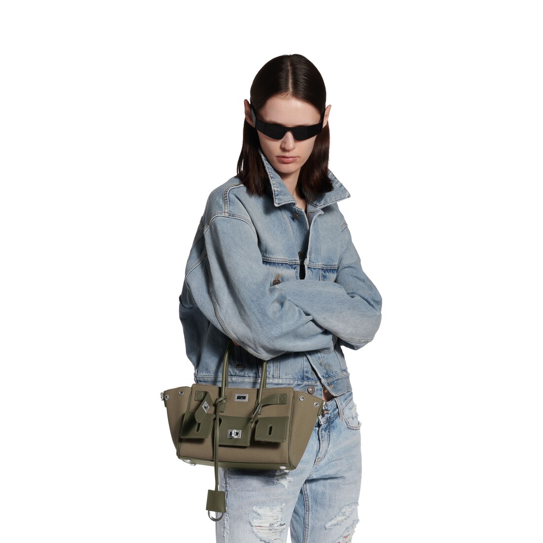 Women's Bel Air Carry All Bag Mini in Khaki | Balenciaga US