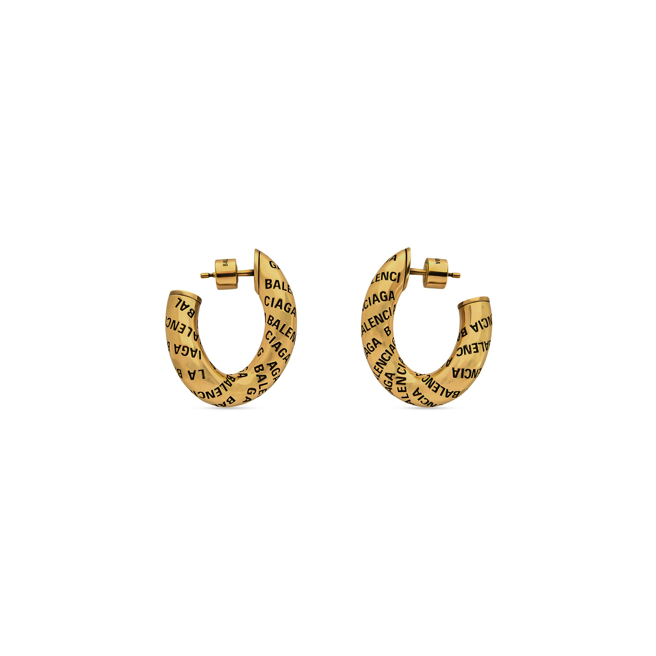 Balenciaga Logo Earrings - Gold - Women's - Brass
