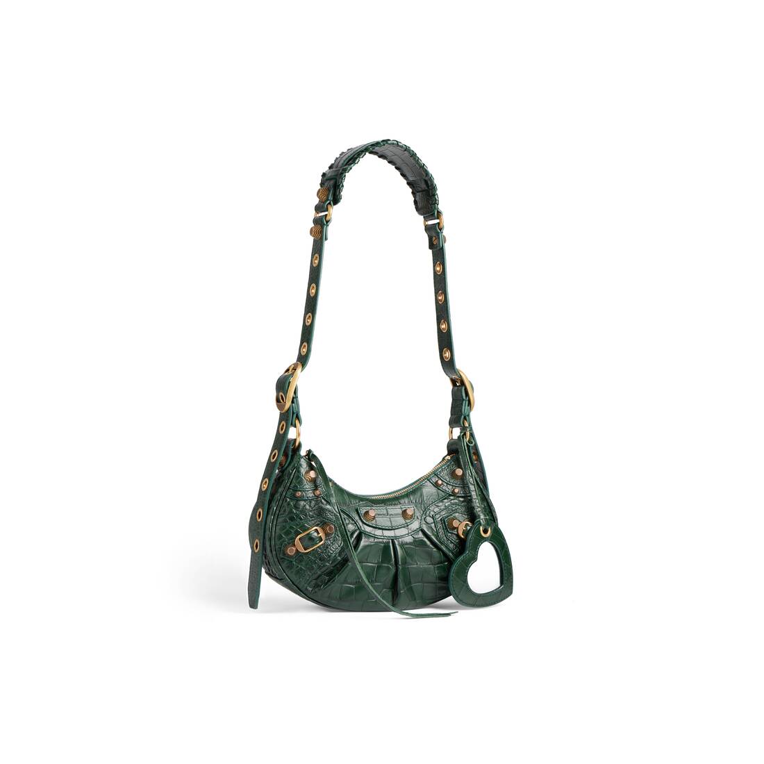Women's Le Cagole Xs Shoulder Bag Crocodile Embossed in Green 