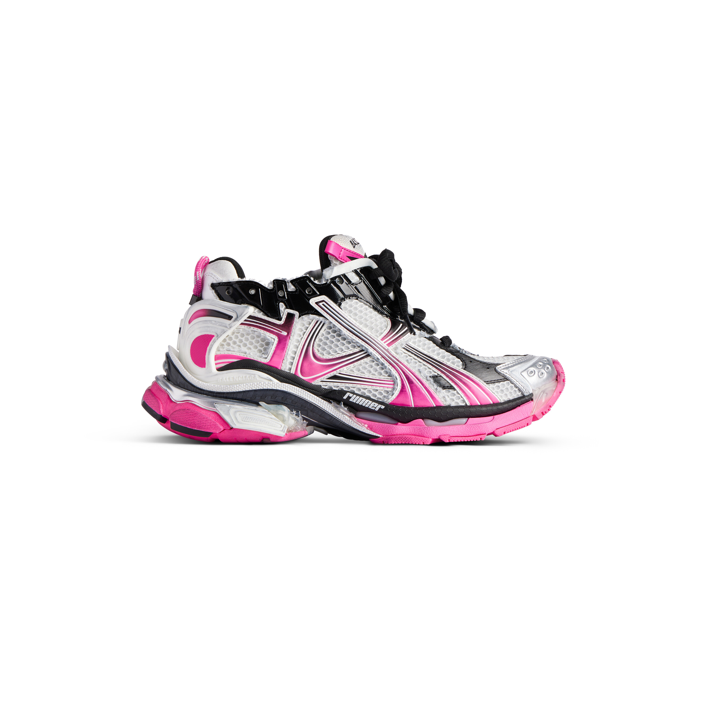 Women's Runner Sneaker in Silver/black/neon-pink Balenciaga US