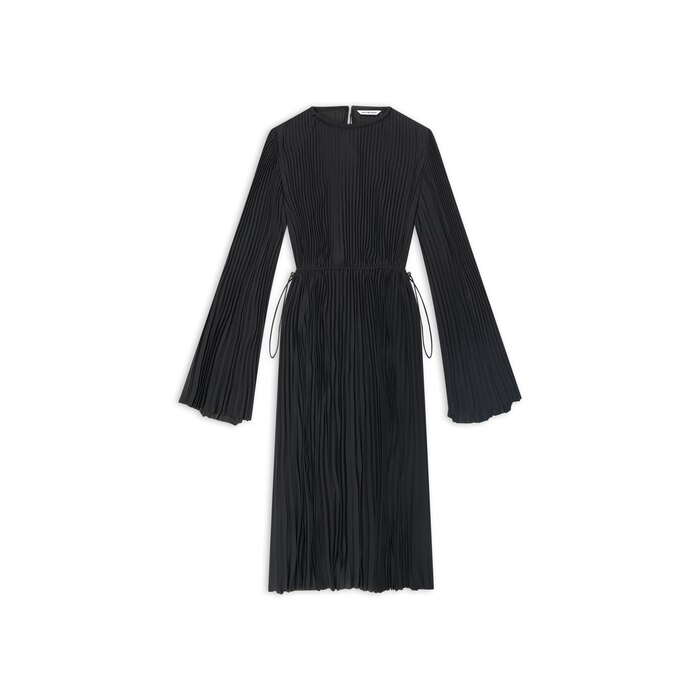 pleated drawstring dress