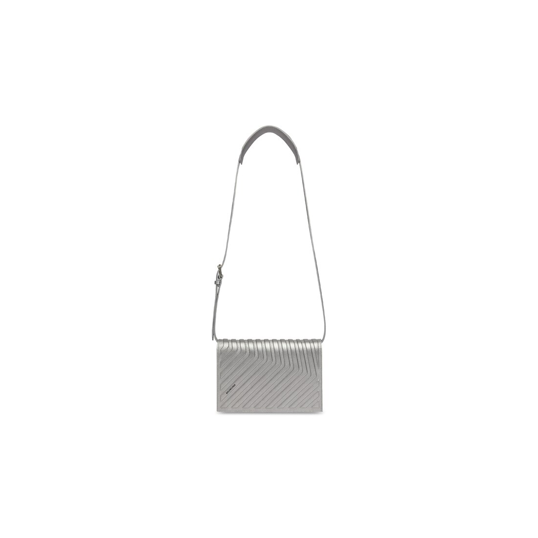 Car flap bag with strap metallized