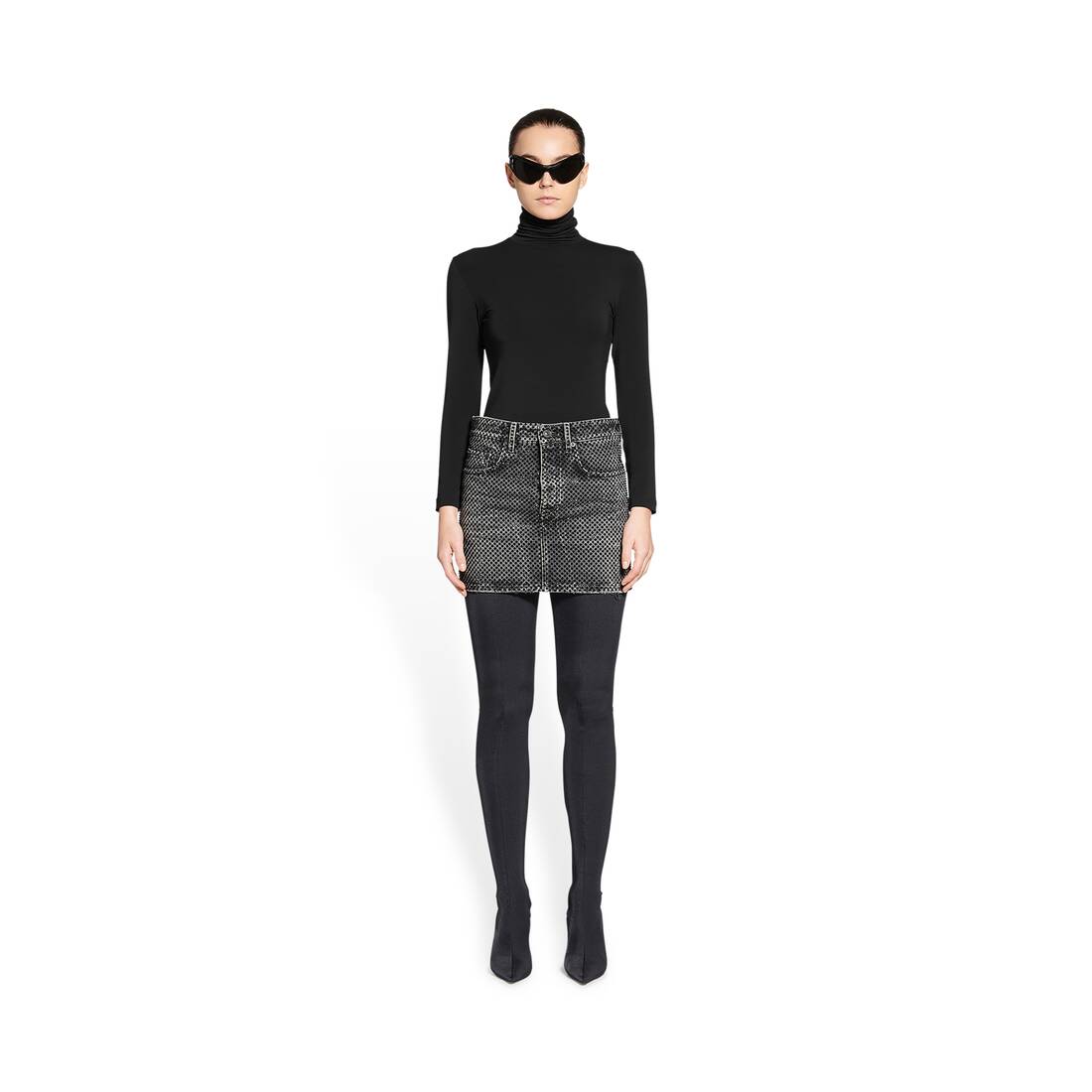 Women's Low Waist Mini Skirt With Rhinestones in Black | Balenciaga US