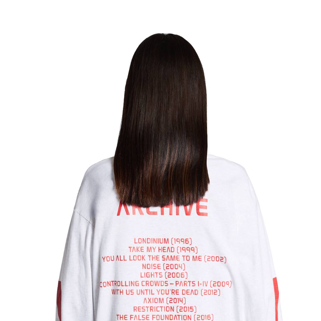 Balenciaga Music | Archive Series Connected Long Sleeve T-shirt Medium Fit  in Light Grey/red