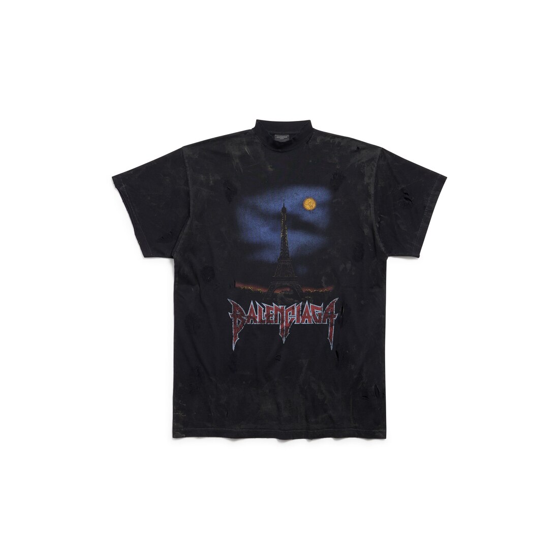 Paris Moon T-shirt Oversized in Black Faded