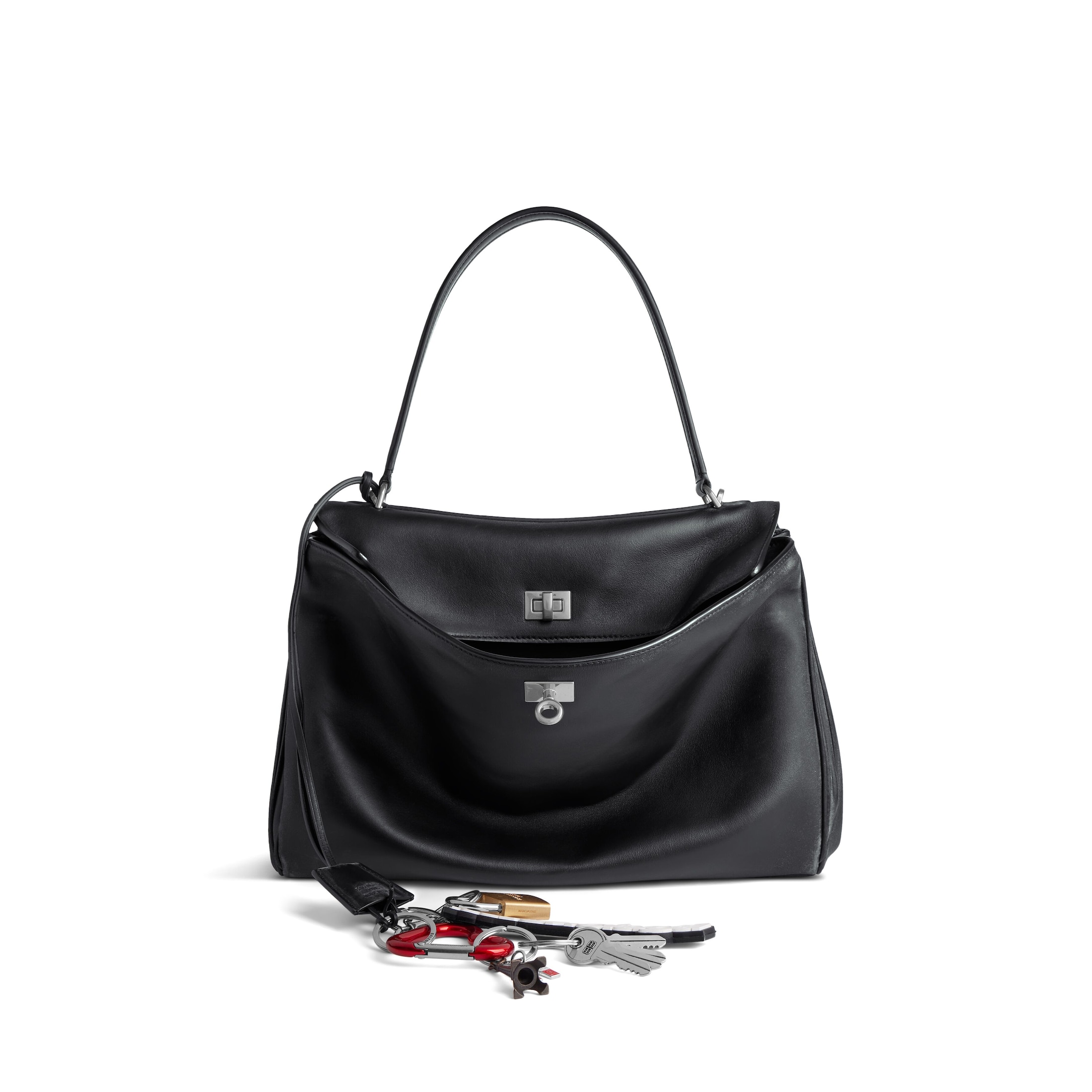 Balenciaga Rodeo Medium Handbag Used Effect With One Charm - Black - Woman - Calfskin, Brass, Tpu