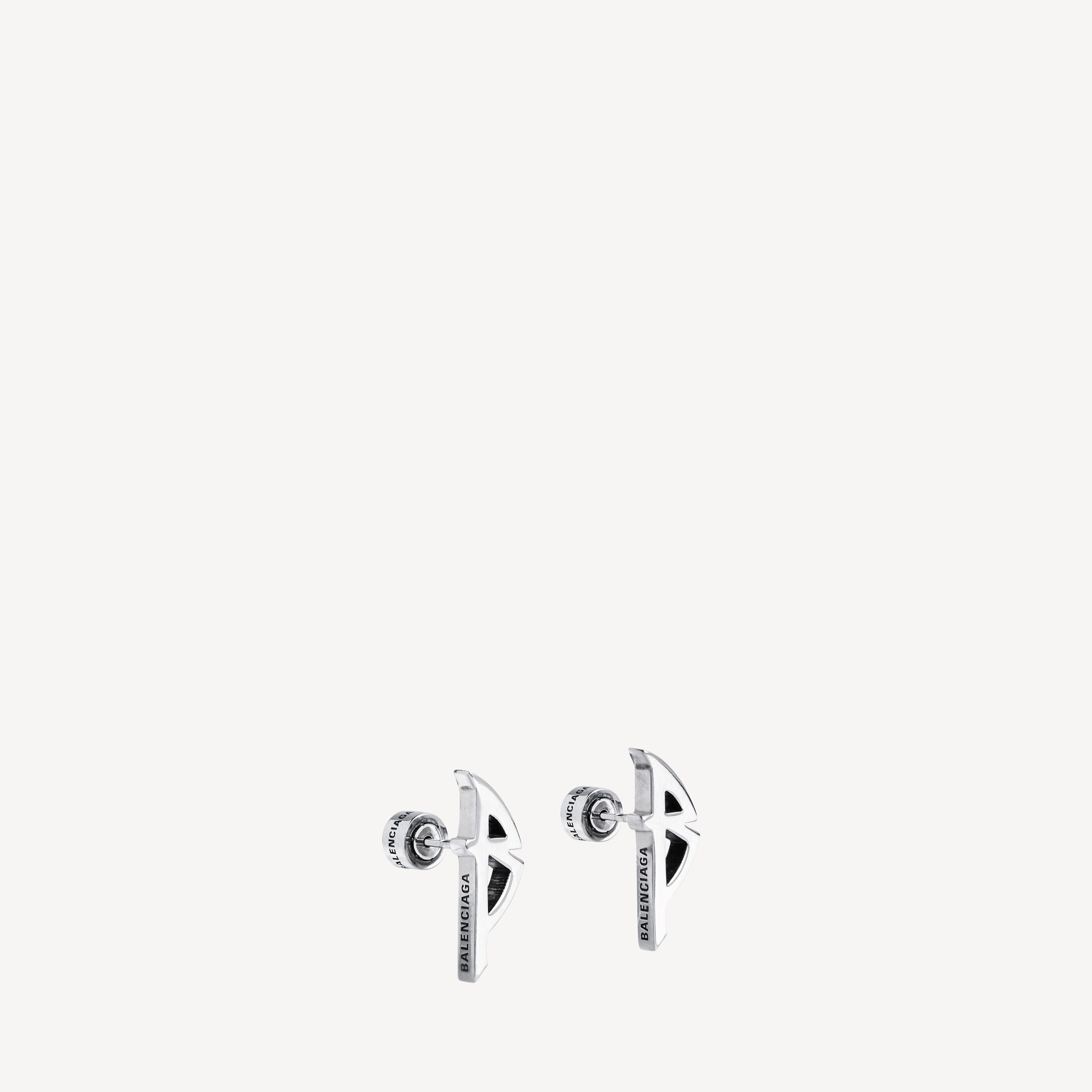 Typo Metal Earrings in Silver Balenciaga US