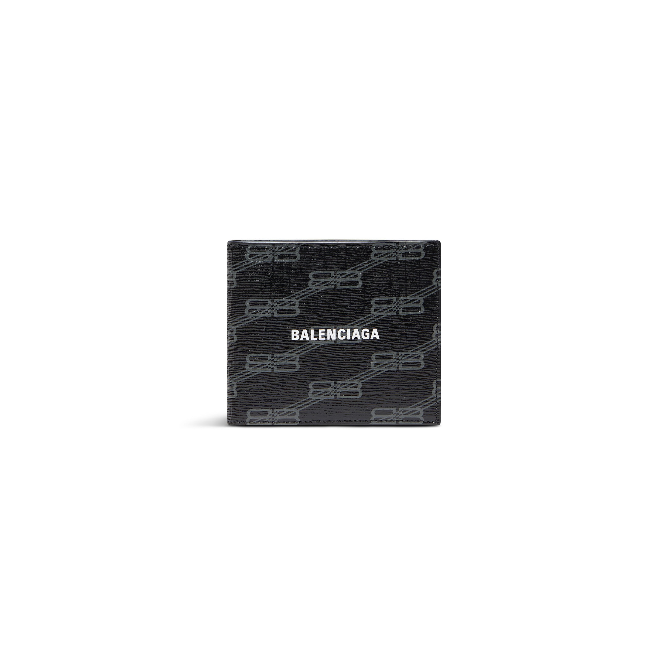 Balenciaga Cartera Signature Square Folded de lona revestida con BB Monogram - Negro - Hombre -Algodón, Poliuretano, Poliéster