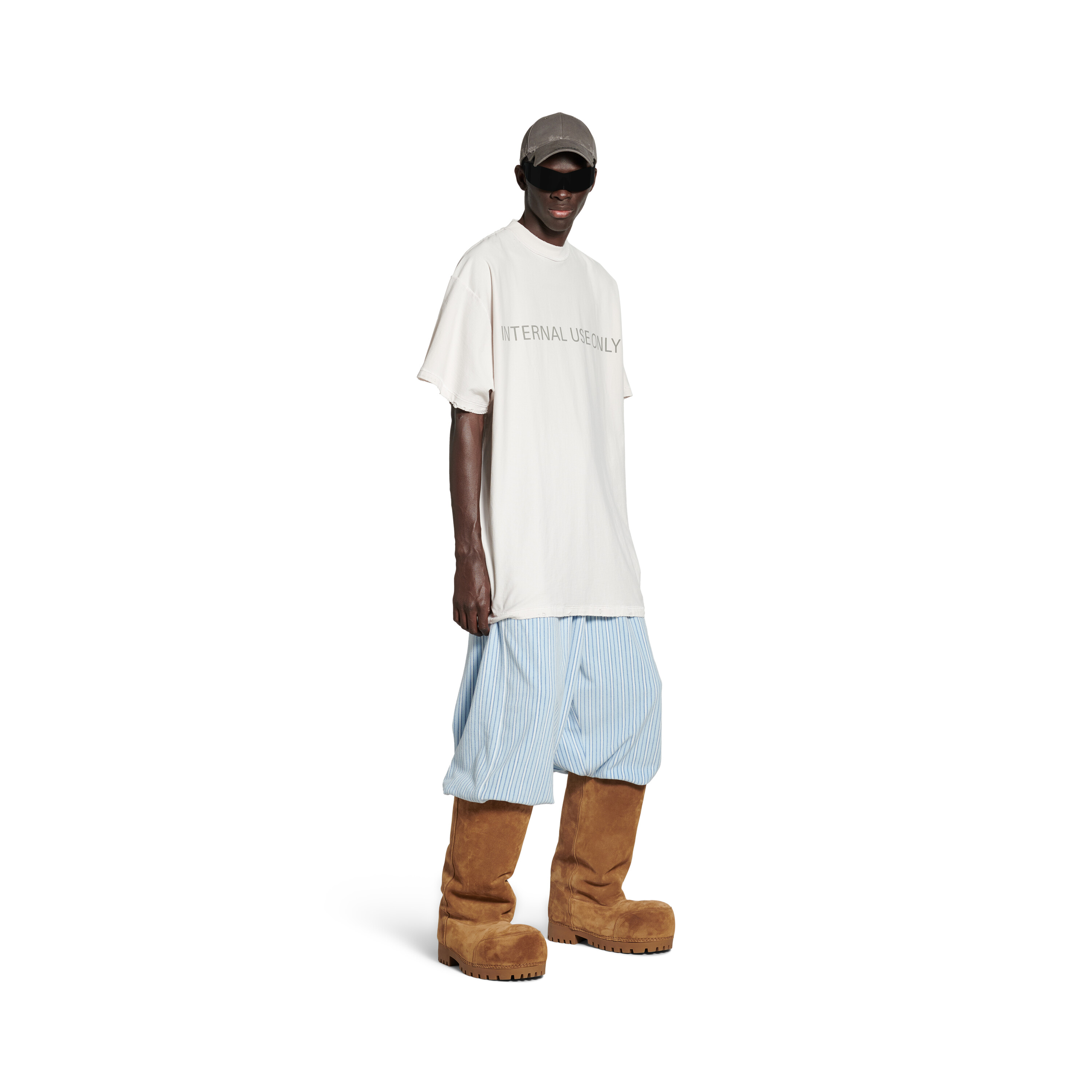 Internal Use Only Inside-out T-shirt Oversized in Off White 