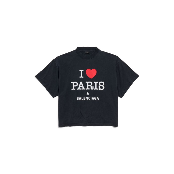 t-shirt cropped i love paris & balenciaga oversize