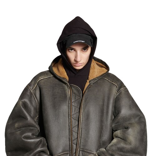 shearling zip-up hoodie large fit