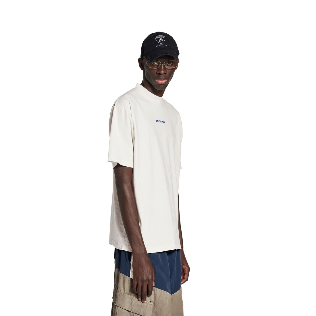 【Balenciaga】MEDIUM FIT T-SHIRT◆764235TSVO9 Balenciaga Back T-shirt Medium Fit in Dirty White/blue