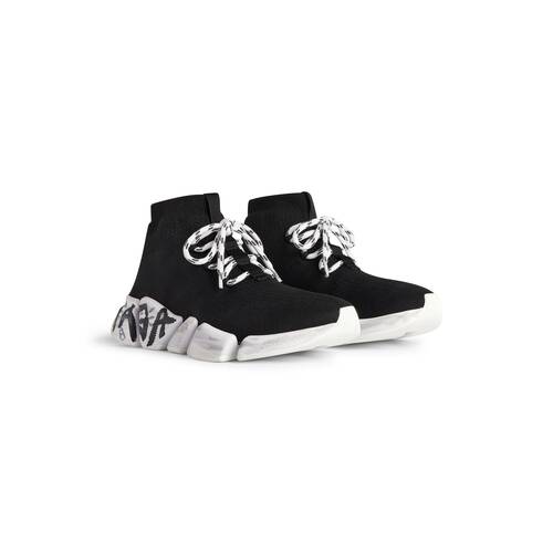 speed 2.0 lace-up graffiti recycled knit sneaker 