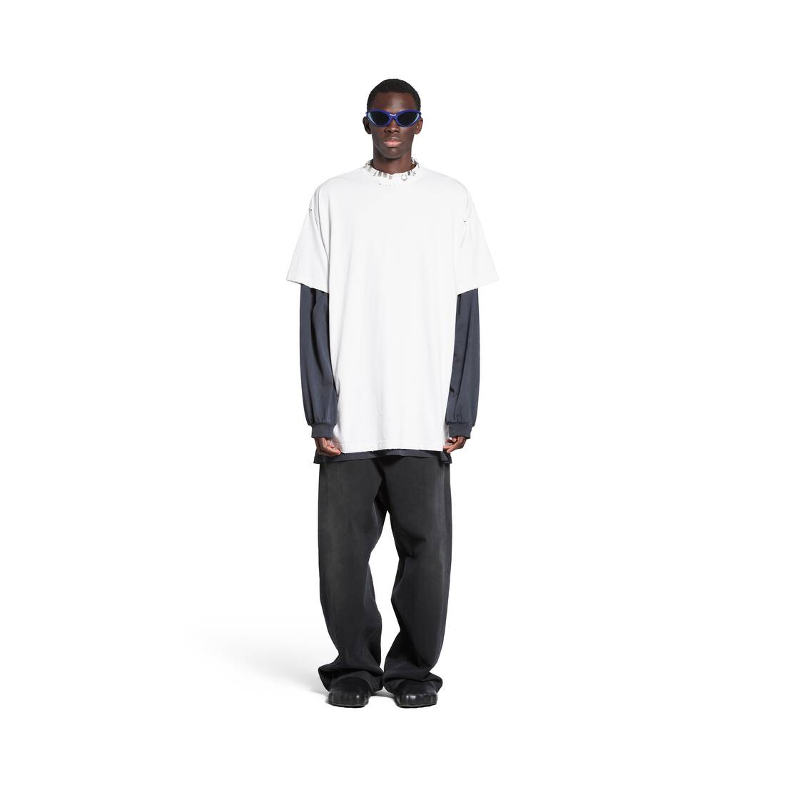 Pierced T-shirt Oversized in White | Balenciaga US