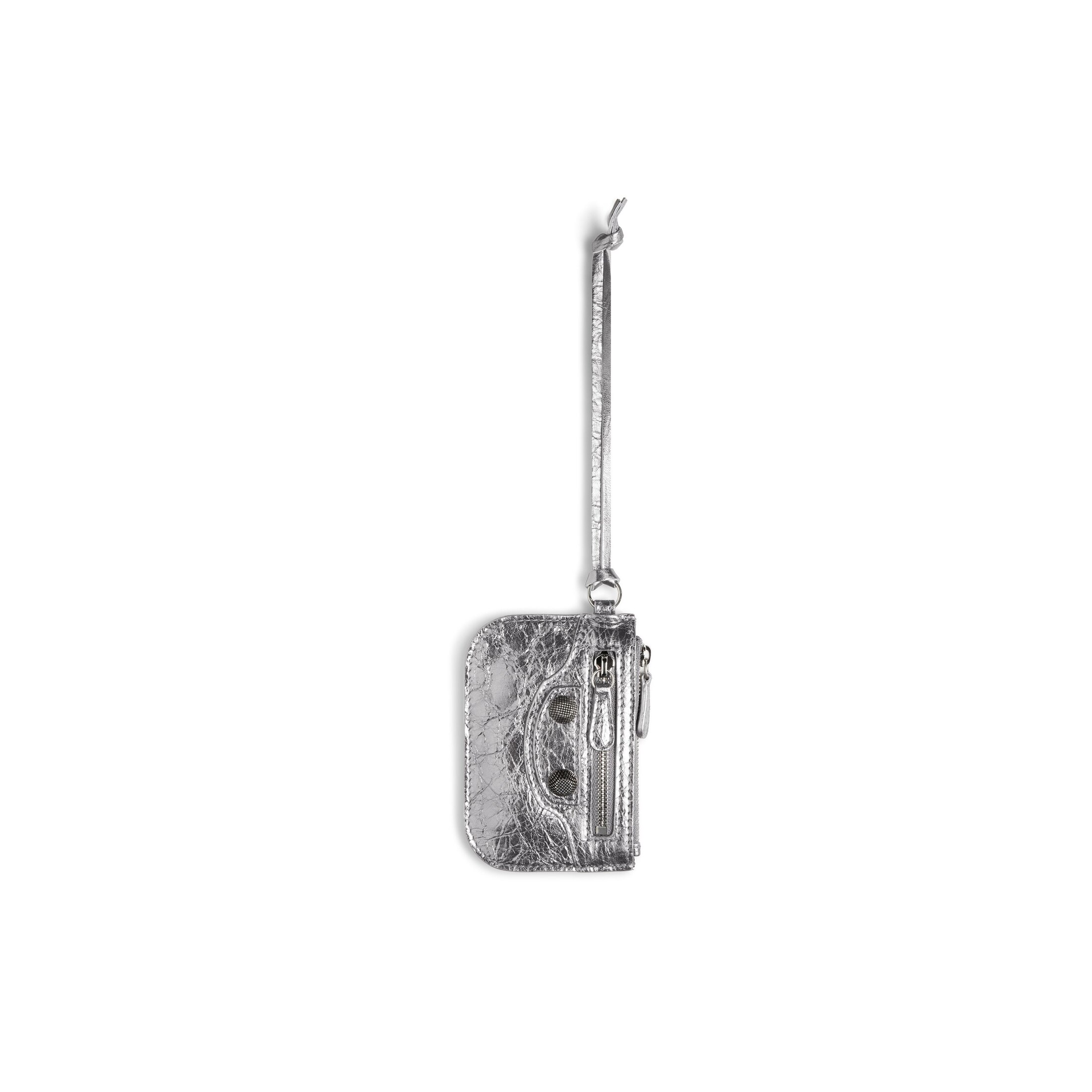 Balenciaga Le Cagole Portemonnaie In Metallic - Silber - Damen - Lammleder