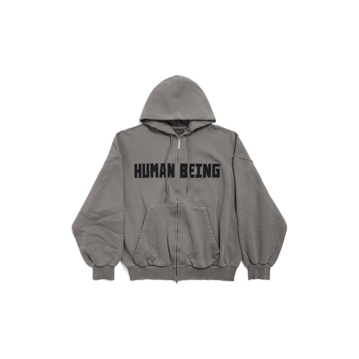 human being shifted zip-up hoodie
