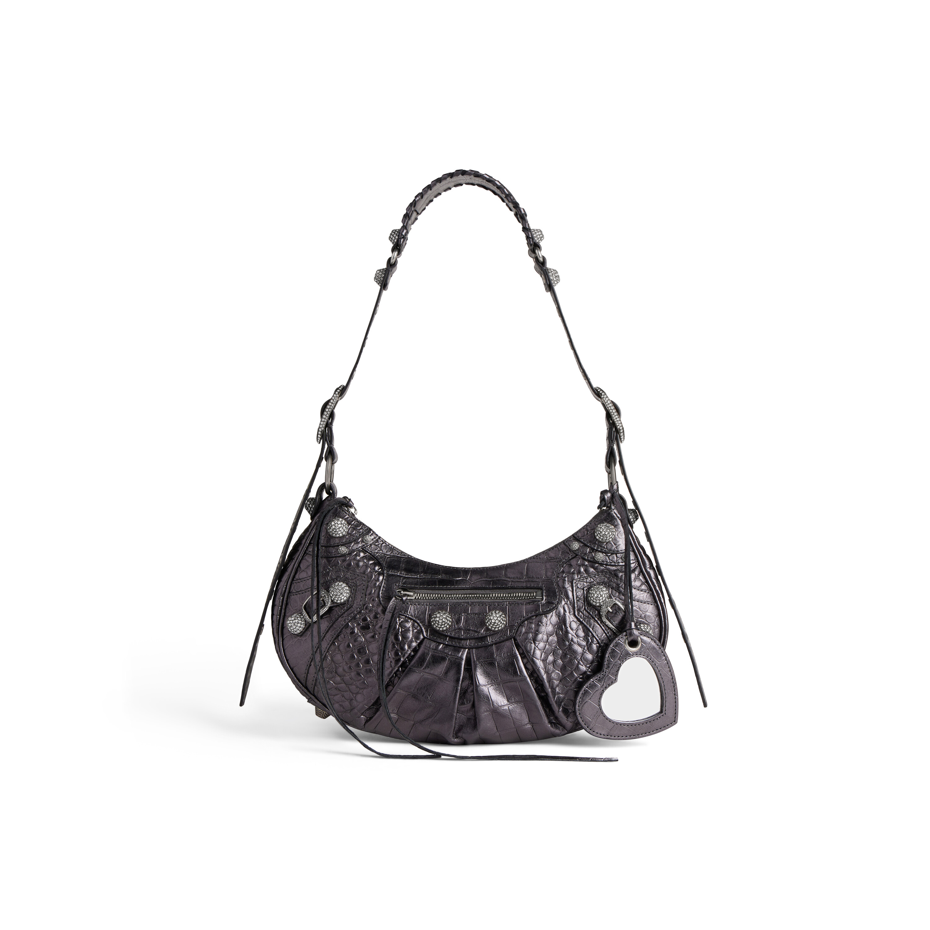 Women's Le Cagole Mini Bag With Chain Crocodile Embossed in White