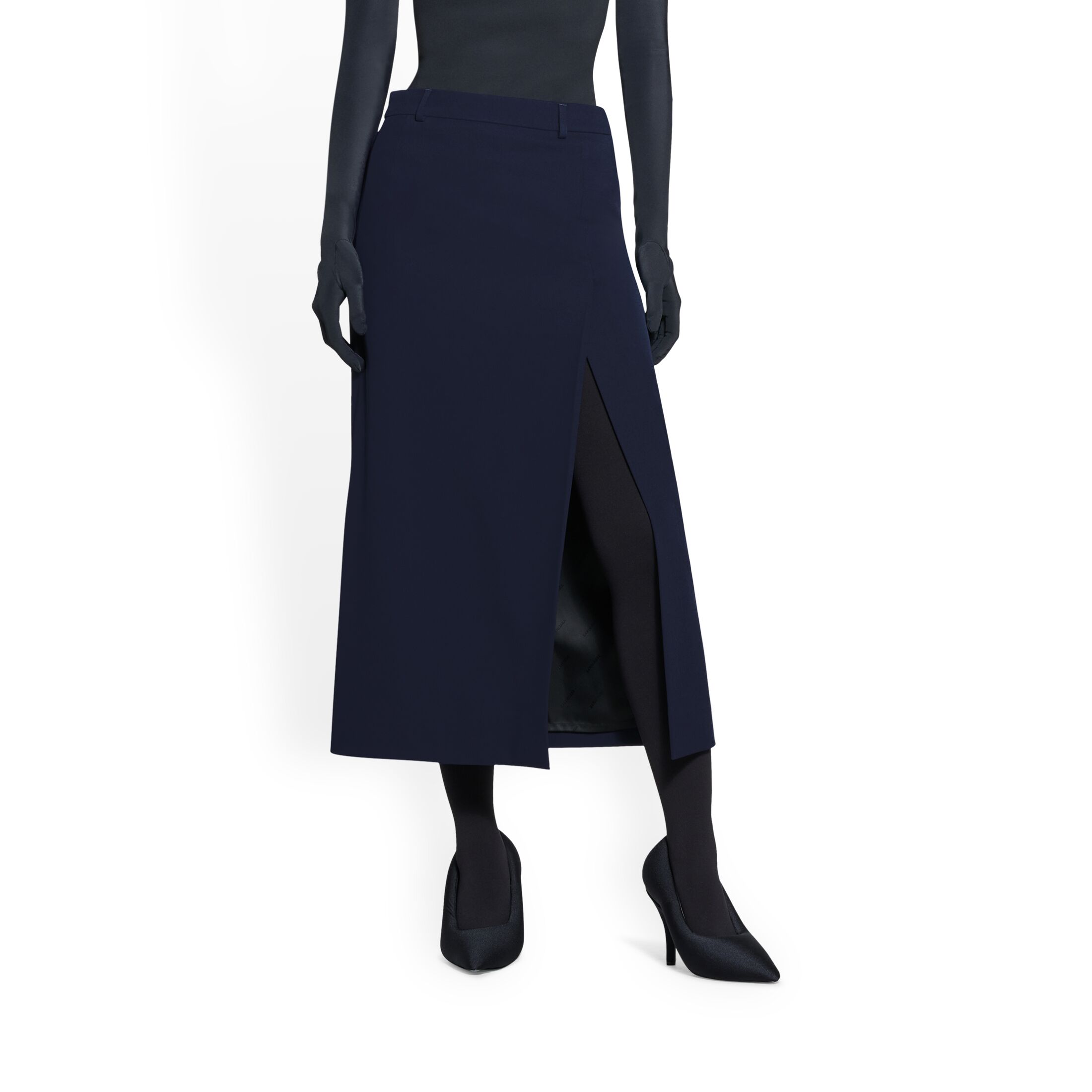 Slit Tailored Skirt in Navy Blue | Balenciaga US