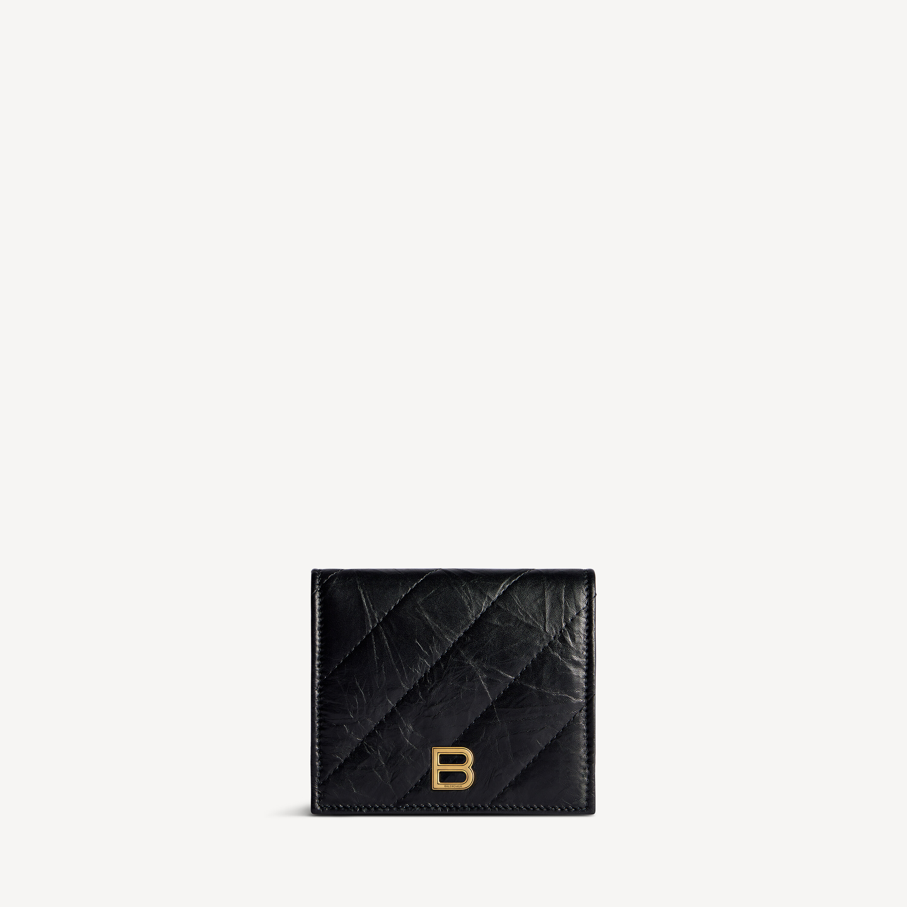 Women's Crush Flap Coin And Card Holder Quilted in Black