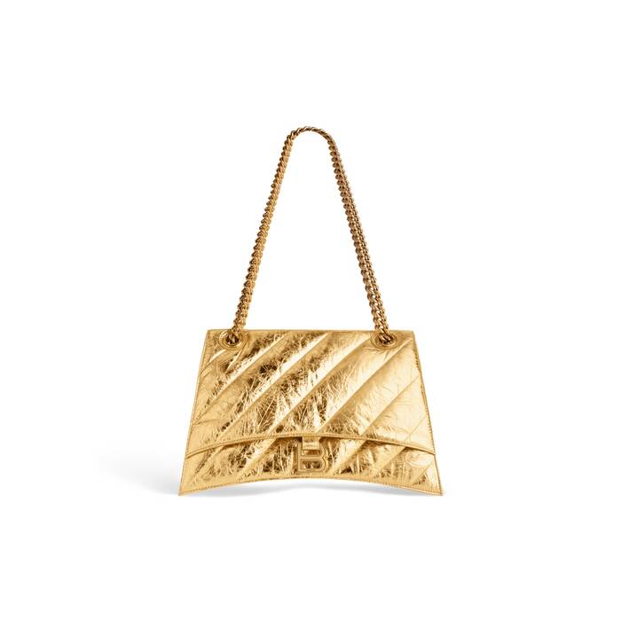 Women's Crush Xs Chain Bag Metallized Crocodile Embossed in Gold