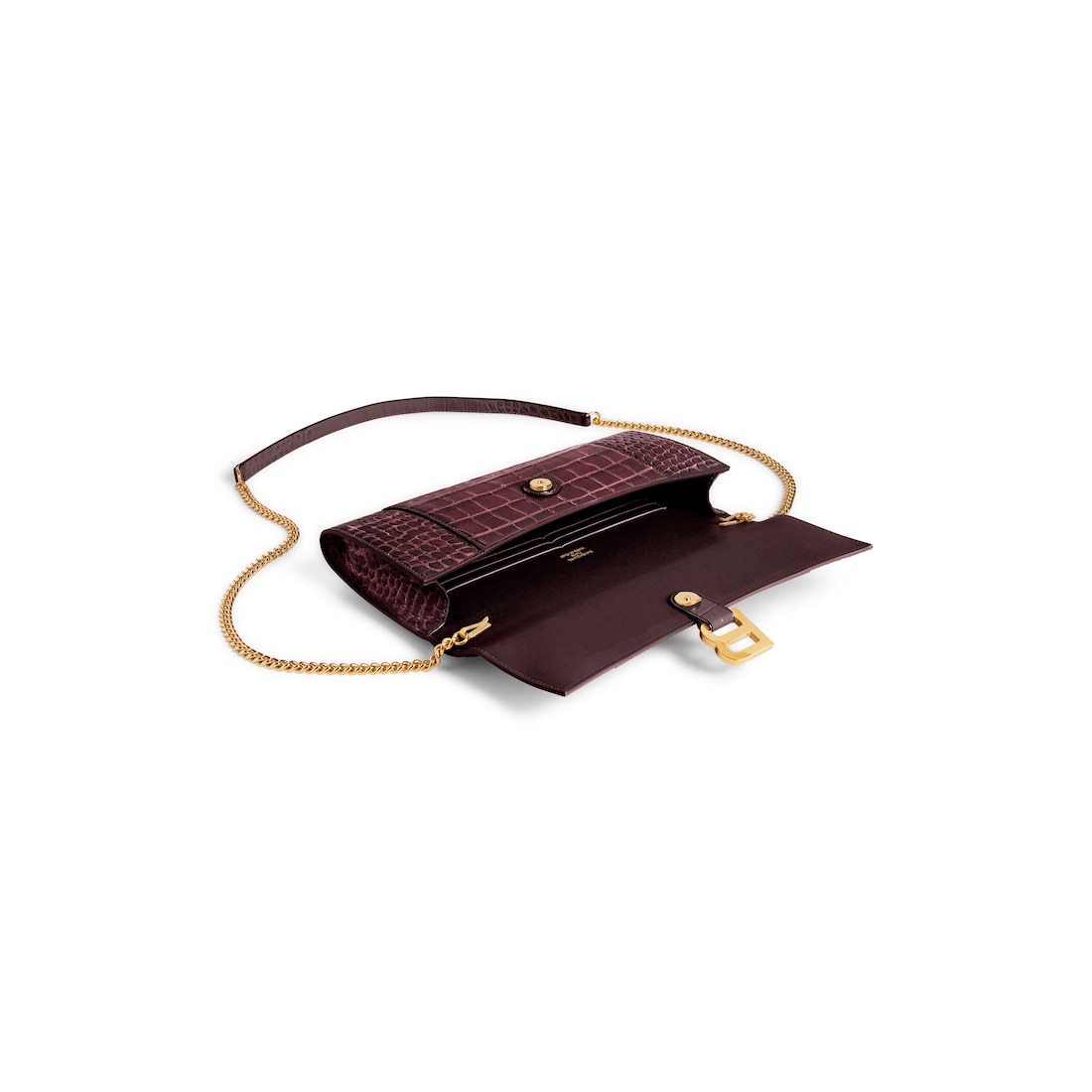 Women's Hourglass Pochette With Chain in Dark Burgundy