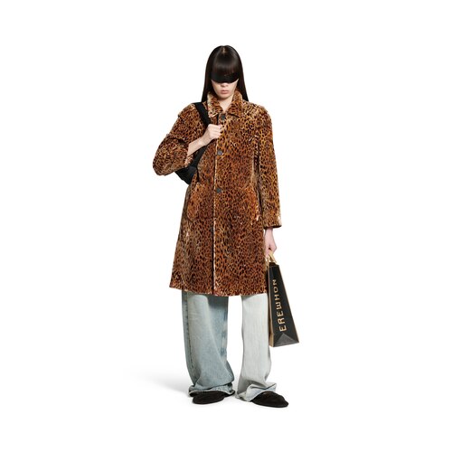 Leopard Shrunk Coat in Brown | Balenciaga US