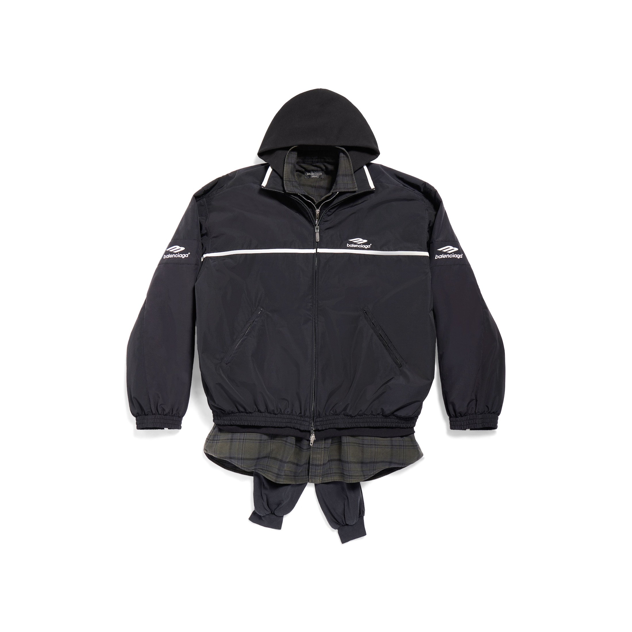 Men's 3b Sports Icon Layered Tracksuit Jacket In Black | Balenciaga US