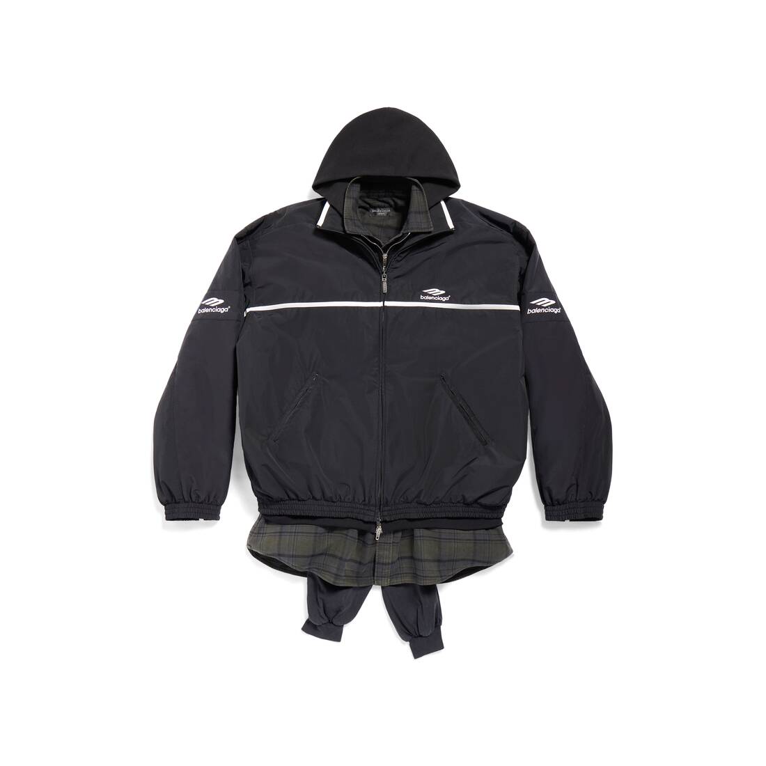 Men's 3b Sports Icon Layered Tracksuit Jacket in Black