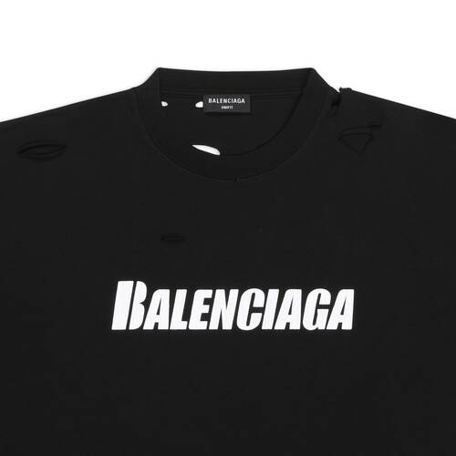 Destroyed T-shirt Boxy Fit in Black | Balenciaga US