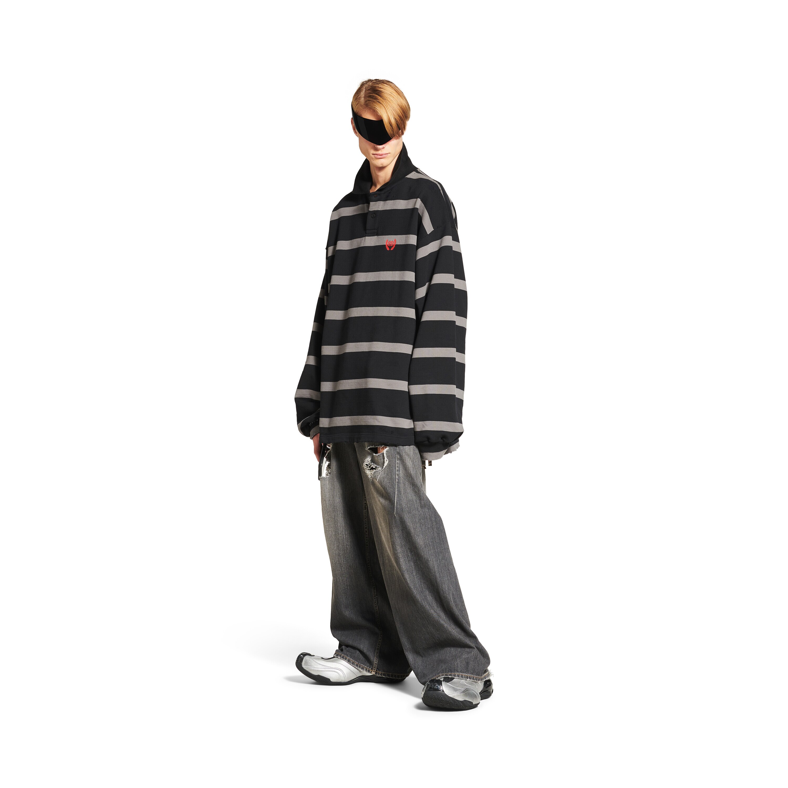 Men's Laurel Classic Long Sleeve Oversized Polo in Black